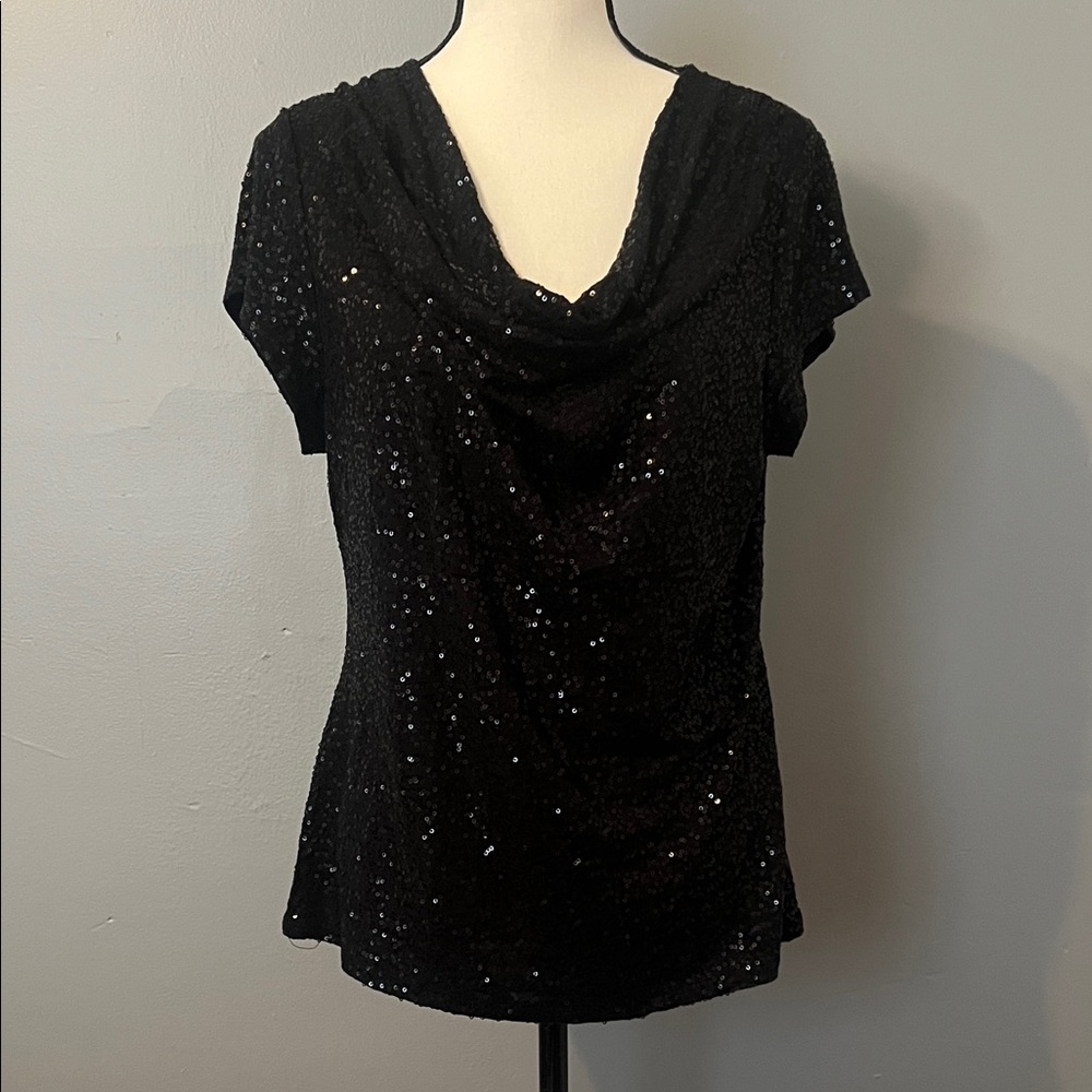 INC International Concepts Black Sparkle Top